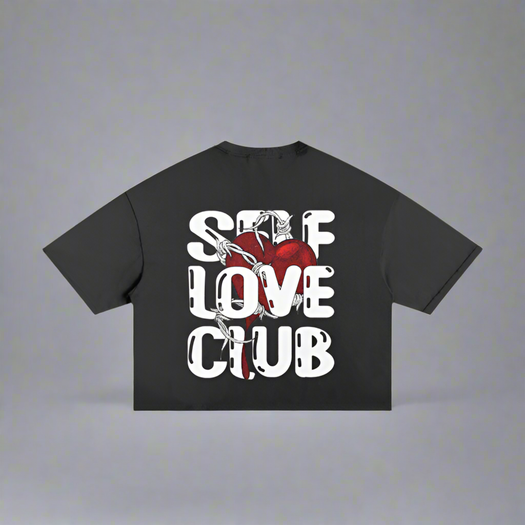 Self Love Frayed Boxy Tee Blk